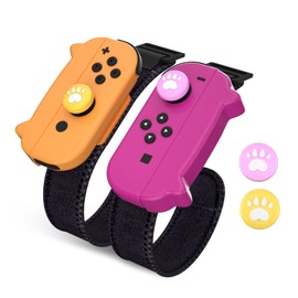 NANANINO Dance Switch Wristband, Wrist Bands for Dance Switch 2023 2022 2021 2020 2019, Adjustable Elastic Straps for Joy-Cons Controller - Purple and Orange (2 Packs)