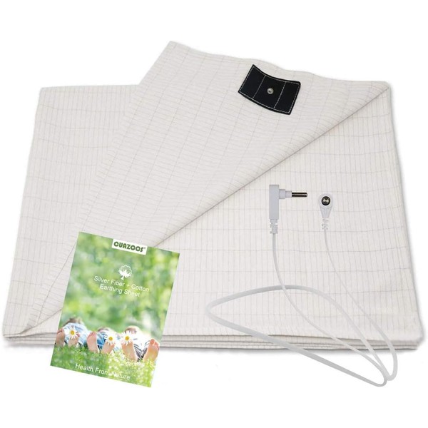 Grounding Sheet Queen Size with Grounding Cord - Materials Organic Cotton and Silver Fiber Natural Wellness (60 * 80 inch)