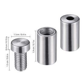 Favide 48 Packs Sign Standoff Screws Advertising Screws Stainless Steel Wall Standoff Mounts Glass Acrylic Nail for Glass Artwork and Sign Displays (1/2 x 1 Inch)