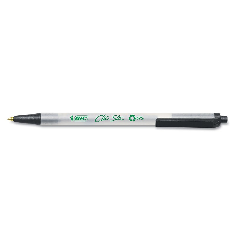 BIC CSEM11BK Ecolutions Clic Stic Retractable Ballpoint Pen Black Ink