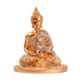 NOIAFZY 1PC Elegant Golden Buddha Incense Burner, Resin Craft with Crystal Accents, Zen Decor for Meditation Yoga Tea Room