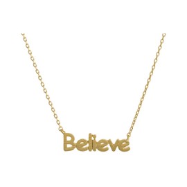 Occasions Gift Giving Dainty Metal Believe Pendant Necklace (Goldtone)