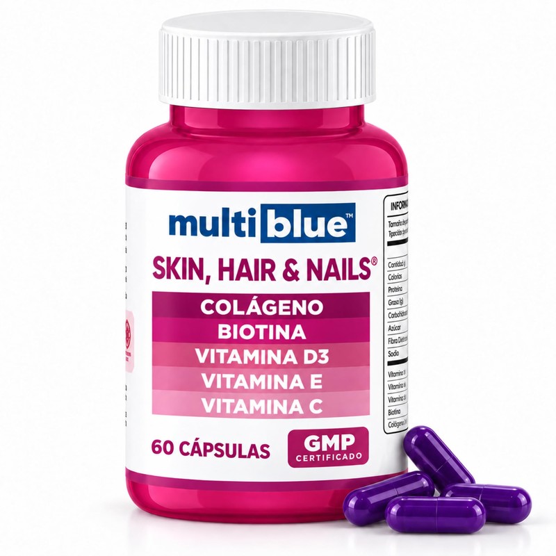 MultiBlue - Colageno + Biotina 60 Capsulas | Formulado con