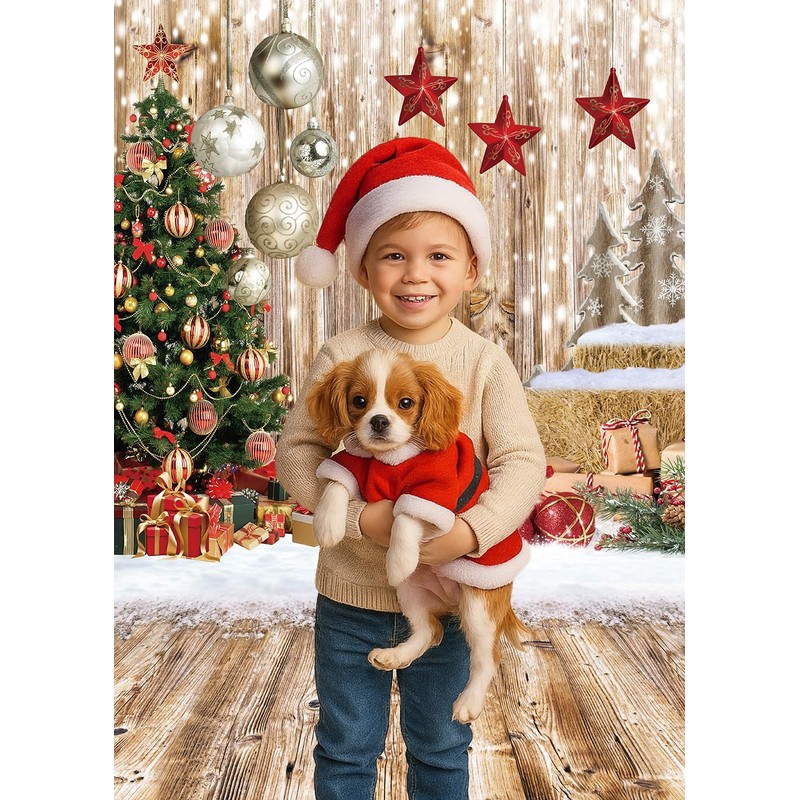Dudaacvt 5x7Ft Christmas Backdrops for Photography Winter Snow Backdrop Rustic