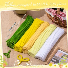 Peryiter 500 Pieces Pipe Cleaners Chenille Stems for Flowers Craft Supplies Bulk Fluffy Fuzzy Sticks for DIY Art Projects Creative Gift Wrapping Party Decorations (Yellow Flower,12 Inch)