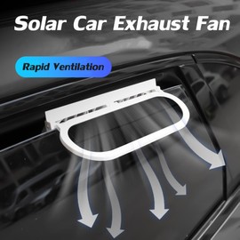 Torcarvh Solar Powered Exhaust Fan for Car Window - Vehicle Ventilation Fan with Three Air Outlet (White)