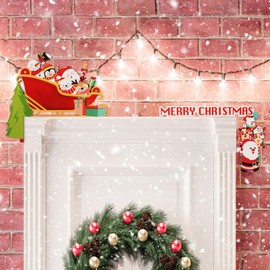 UFURMATE Christmas Door Topper, 2Pcs Wooden Door Corner Decor Door Frame Decoration Funny Christmas Ornament for Door, Table (Santa and Sleigh)