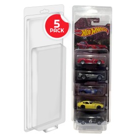 Clamshell Storage Case Compatible with Hot Wheels Long Card Mainline and Regular Matchbox Cars Blisters – 5-Slot Case for 1/64 Scale Hot Wheels Protector and diecast Cars (Pack of 5)