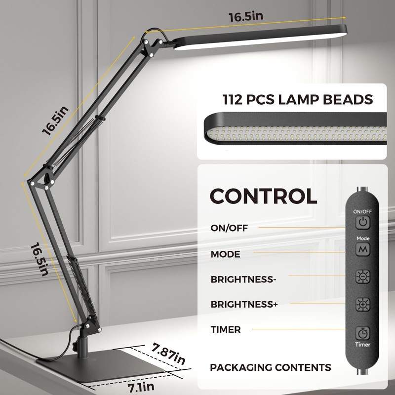 SKYLEO LED Desk Lamp with Slim Base - Adjustable Swing