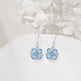 Hancock Celtic Knot Earrings Sterling Silver Opal Celtic Knot Dangle Drop Earrings Jewelry Gifts for Women