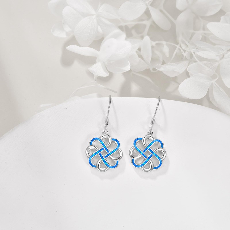 Hancock Celtic Knot Earrings Sterling Silver Opal Celtic Knot Dangle