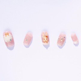 Light Rain Large Size Hand-made Press on Nails, 3D Gel UV Finished False nails with Design by Professional Manicurist