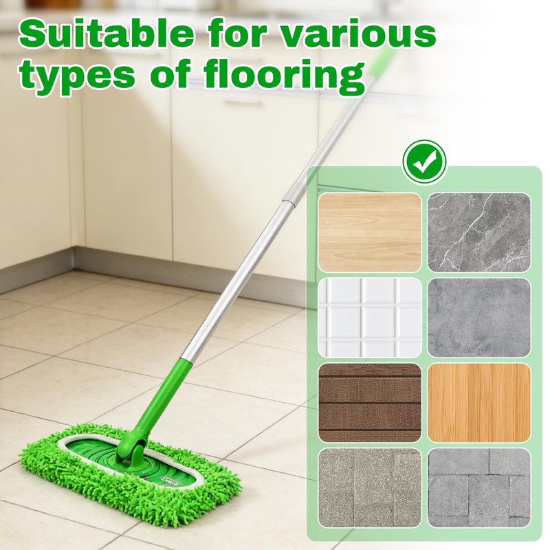 Septo 8Pcs Reusable Microfiber Mop Pads, Replacement Compatible with Sweeper