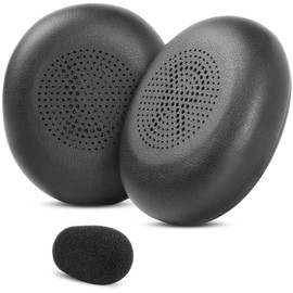 YunYiYi Ersatz-Ohrpolster, kompatibel mit Jabra Evolve2 65 MS/UC, Elite 45h kabellose Kopfhörer, Proteinleder, Ohrpolster, Ohrmuscheln (schwarz)