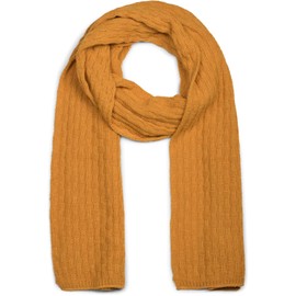 styleBREAKER Unisex Plain Knitted Scarf with Textured Braided Pattern, Plain Winter Knitted Scarf, 01018161, curry