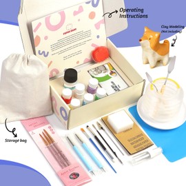 WVSAFV Air Dry Clay for Beginner, Clay Kit: Includes Sculpting Tools, Gloss Varnish, Paint Brushes, Guide& More - Arts Crafts, Gift