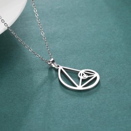 EUEAVAN Fibonacci Spiral Necklace Golden Ratio Necklace Golden Ratio Pendant Fibonacci Numbers Jewelry Sacred Geometry Math Teacher Architect Gifts Women Men (fibonacci silver)