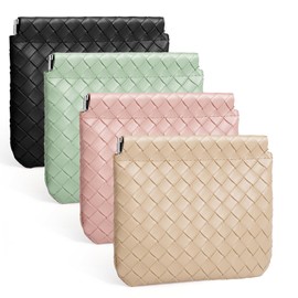 BUSOHA 4 PCS Small Makeup Bag for Purse, Mini Portable Cosmetic Bags for Women, Weave Coin Purse Lipstick Cosmetic Accessories Organizer, Small Travel Kit Storage Pouch