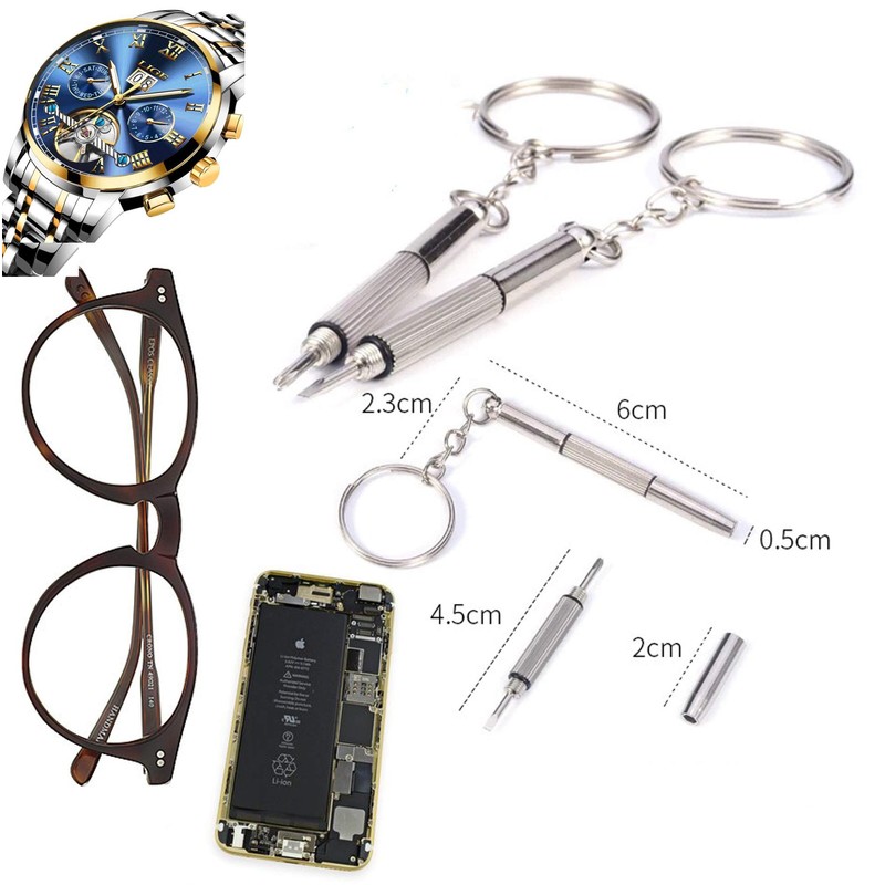 Genieforce 3-in-1 Mini Precision Screwdriver Keychain for Glasses, Sunglasses, Jewellery