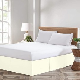 Vivacious Bedding Premium 800TC Split Corner Bed Skirt Ivory King Size 17" Drop Length - 100% Organic Cotton Bedskirt
