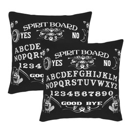 Pack of 2 Throw Pillow Covers Vintage Skeleton Magic Ouija Spirit Board Black Throw Pillowcases Soft Velvet Decorative Home Decor Living Room Cushion Case for Bed Couch Car 18x18 Inch