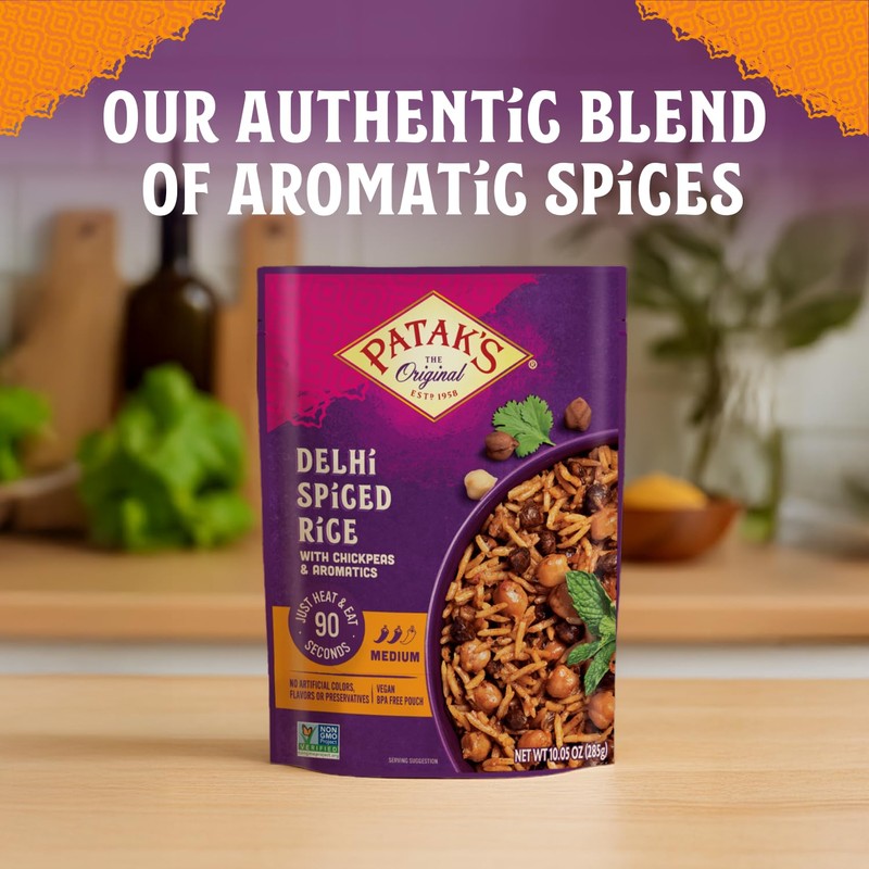 Patak’s Delhi Spiced Rice - Fragrant Basmati Rice w/Chickpeas, Onion