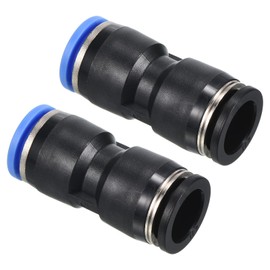 PATIKIL 1/2" to 12mm Reducing Push to Connect Air Line Fitting, 2 Pack Straight Union Reducer Pneumatic Quick Connect Fittings, Black & Blue