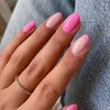 Pink Press on Nails Short Oval Fake Nails with Glitter