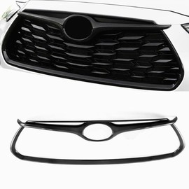 Karmoxs Front Grill Bumper Grille Trim Fit for Toyota Highlander 2020 2021 2022 2023 2024 2025 Mesh Grill Glossy Black