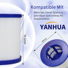 YANHUA Filter Cartridges for Inflatable Spa, Clever Spa Filter 76 x 100 mm, Spa Accessories, Filter Spa for Aquaparx, Pool Filter Lamellar Filter, Durable (2 Pieces)