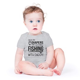 AW Fashions Pack My Diapers, I'm Going Fishing With Daddy Baby Bodysuit Newborn Boy Outfits Cute Romper (Newborn, Sports Grey)