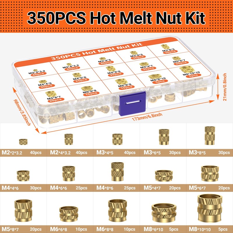 Preciva Heat-Set Insert Tip Set - Soldering Iron with 350Pcs