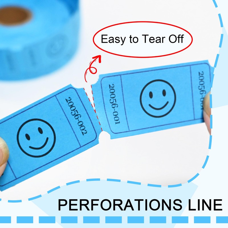 L LIKED 500 Raffle Tickets, Smile, Blue(6 Color Selection), Single