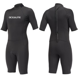 Ocealite Shorty Wetsuits 2mm Shorty Wetsuit for Mens Premium Neoprene Suits for Diving Snorkeling Surfing Swimming (Mens 2mm Black, Small)
