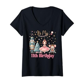 Womens Nutcracker Birthday Girl Party Xmas Costume V-Neck T-Shirt