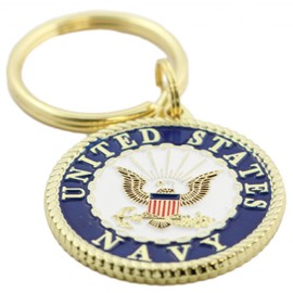 EEC, Inc. US Navy Crest Keychain Patriotic Key Rings Military Gifts Collectibles Men Women, Blue, 1 1/2"
