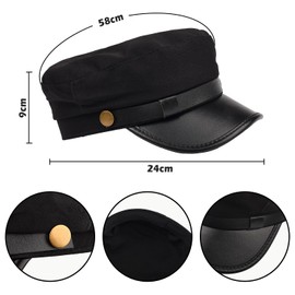 NAUZE Black Chauffeur Hat Limo Driver Hat Taxi Driver Theme Hat for Chauffeur Fancy Dress Festival Costume Accessory(Black)