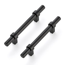 Ravinte 30 Pack 6 Inch Cabinet Pulls Matte Black Kitchen Cabinet Hardware Cupboard Handles with Square Base 6" Length,3.5" Hole Center