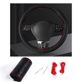 Steering Wheel Cover, Braided Steering Cover, Nissan LEAF/New Days DAYZ Leather, Genuine Leather Material, Anti-Slip, Black
