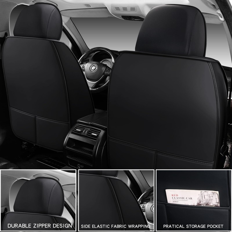 MINGBRON Leather Car Seat Covers, Universal Faux Leather Car Seat