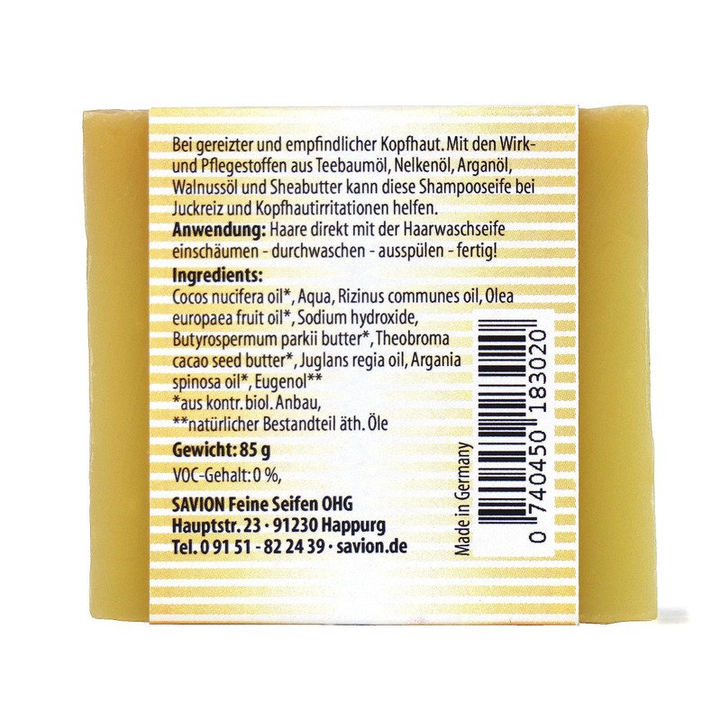 Savion: Hair Washing Soap - Carnation Tea Tree 85 g