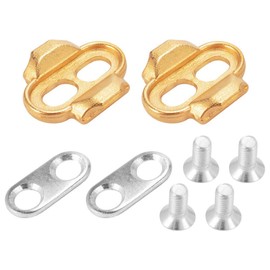 Anwangda 2PCS Bike Cleat Set, Bicycle Pedal Cleats With Screws Accessory, Bike Shoes Pedals Cleats Set for Crank Brothers(gold)