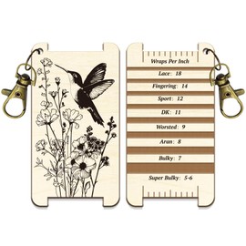 arricraft Hummingbird Spinning Control Tool, Plants Flowers WPI Guide Gauge with Clasp Wood Yarn Wrap Guide Board with Diz for Spinners Yarn Measuring Tools Crochet Accessories