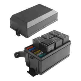 SCUARI Fuse Box,12V Relay Box,Car Accessories Fuse and Relay Box,6 Way Automotive Relay Box,Waterproof Relay Box with 6 Relays and 12 Way ATC/ATO Fuses Relay Panel,Fit for Auto Car (Relay Box)
