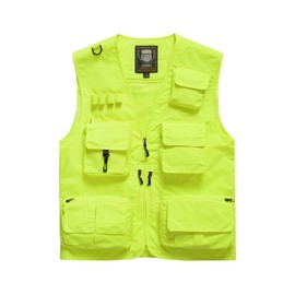 Spanye Vest Outdoor Men's Vests Summer Fishing Photography Quick Dry Waistcoat Multi-pocket (Style 02 Fluorescent Green, 3X-Large)