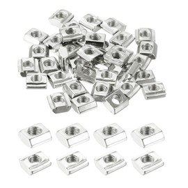 sourcing map 24Pcs M5 T Nut Tee Sliding Slot Nuts, T-Slot Nut Hammer Nut Block Square Nuts Fastener Carbon Steel Nickel Plated for Aluminum Extrusion Profile 2020 Series