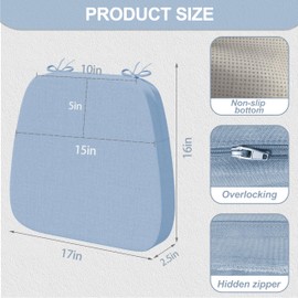 Iristykilin17'' x 16'' x 2.5"Thick Chair Cushions for Dining Chairs, 8 Pack WaterProof Easy Clean Kitchen Chair Pads with Ties and Non-Slip Backing - 30D High Elastic Foam Soft Kitchen Chair Cushions