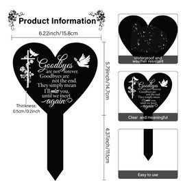 GLOBLELAND Memorial Remembrance Plaque Stake Acrylic Plaque Memorial Commemoratory Sign Garden Remembrance Decoration Goodbyes Are Not Forever
