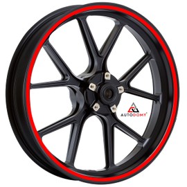 Autodomy Motorcycle Rim Sticker Complete Set for 2 Wheels 15 to 19 Inch Rims Sticker Motorcycle Tuning Circular Sport Design Rim Sticker Motorcycle Racing Design (Red, Width 10 mm)