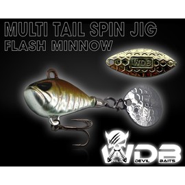 Wild Devil Baits Multi Tail Spin Jig Lead Head Spinner Jig Spinner Artificial Bait Fishing Lure (Flash Minnow, 10 g)